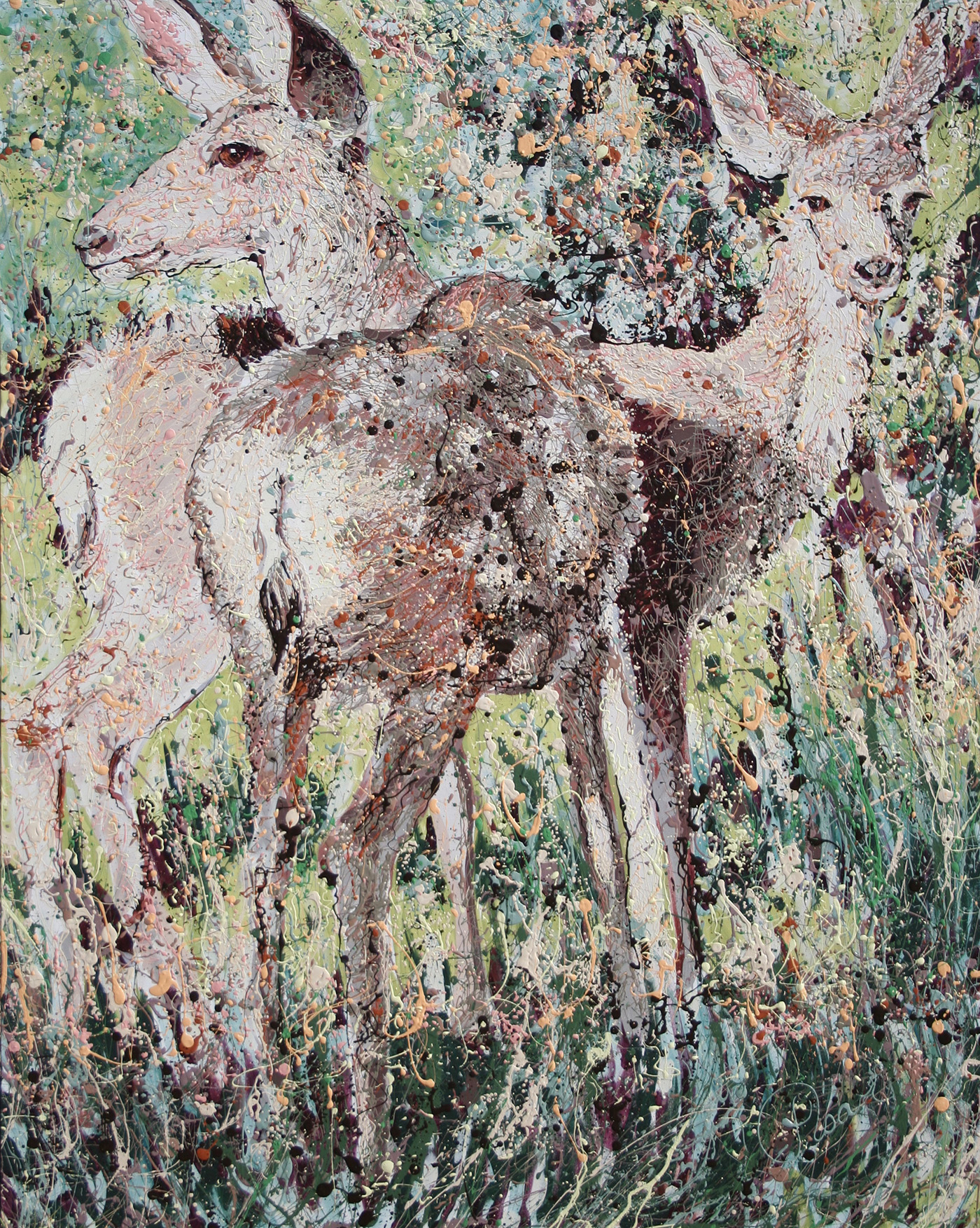 Mule Deer Latex Enamel Painting on Gallery Wrapped Canvas by Fort Collins, Colorado Artist Lisa Cameron Russell