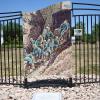 Go West, Centennial Village Museum, Greeley Colorado Public Art, Art Mural Fence by Fort Collins, Colorado Artist Lisa Cameron Russell of Lisa J Cameron Artworks LLC