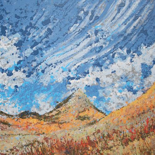 Crested Butte Latex Enamel Painting on Gallery Wrapped Canvas by Fort Collins, Colorado Artist  Lisa Cameron Russell