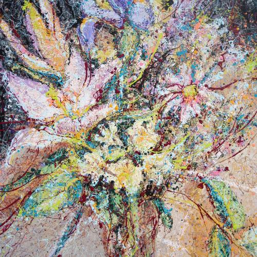 Floral Latex Enamel Painting on Gallery Wrapped Canvas by Fort Collins, Colorado Artist Lisa Cameron Russell