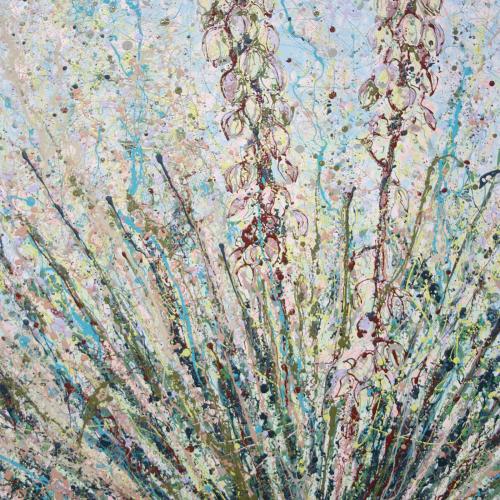 Yucca Bloom Latex Enamel Painting on Gallery Wrapped Canvas by Fort Collins, Colorado Artist Lisa Cameron Russell