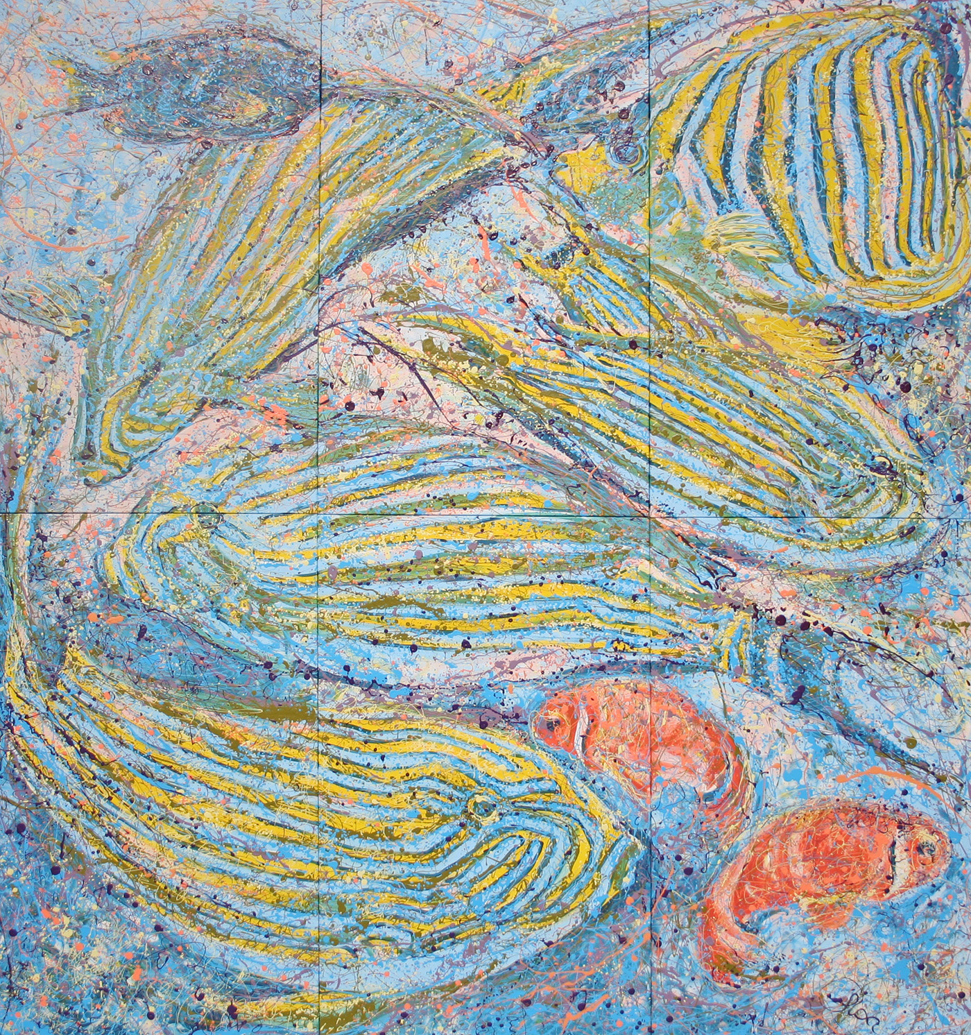 Pacific Snapper Latex Enamel Painting on Gallery Wrapped Canvas by Fort Collins, Colorado Artist Lisa Cameron Russell