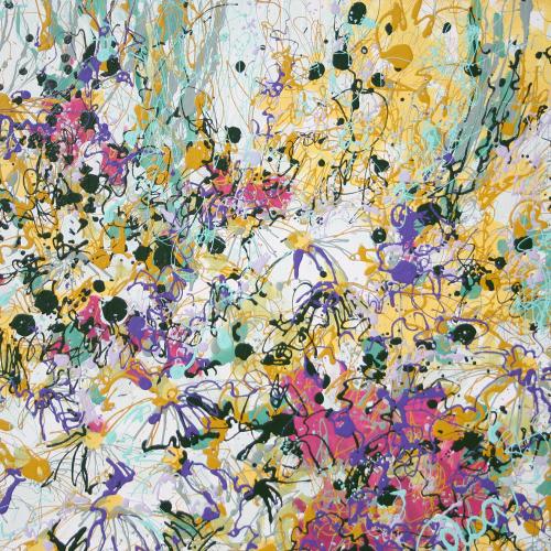 Latex Enamel Flower Painting on Gallery Wrapped Canvas by Fort Collins, Colorado Artist  Lisa Cameron Russell