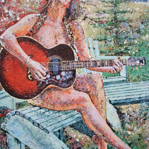Music Imagery Latex Enamel Painting on Gallery Wrapped Canvas by Fort Collins, Colorado Artist Lisa Cameron Russell
