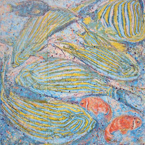 Pacific Snapper Latex Enamel Painting on Gallery Wrapped Canvas by Fort Collins, Colorado Artist Lisa Cameron Russell